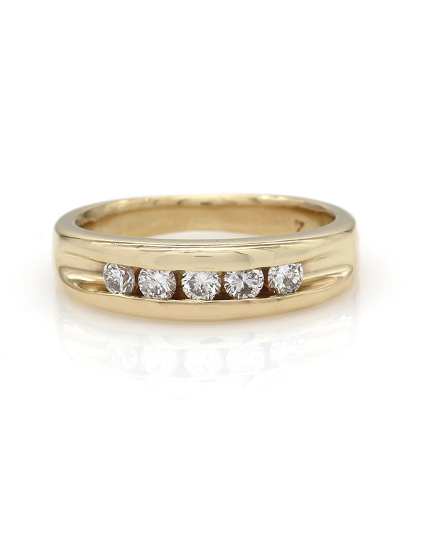 Gentlemans Channel Set Diamond Ring in Gold