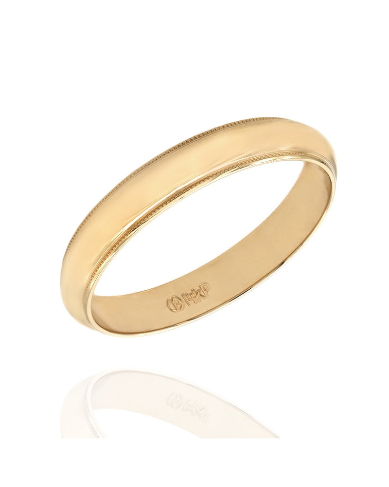 Gentlemans Edged Wedding Band Ring in Gold