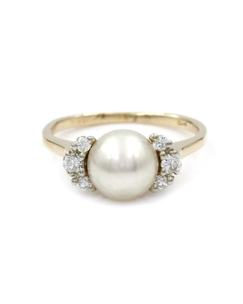 Tiffany Pearl and Diamond Ring in Gold