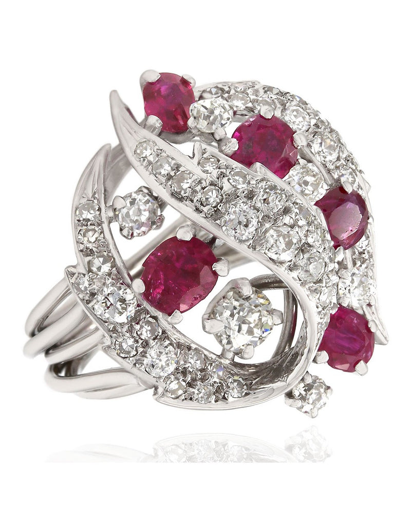 14KW Ruby and Diamond Cluster Ring