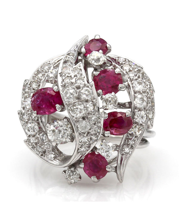 14KW Ruby and Diamond Cluster Ring