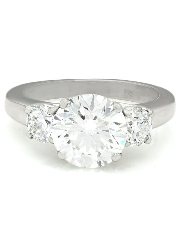 GIA Certified Round Brilliant Cut Diamond Three Stone Ring in Platinum