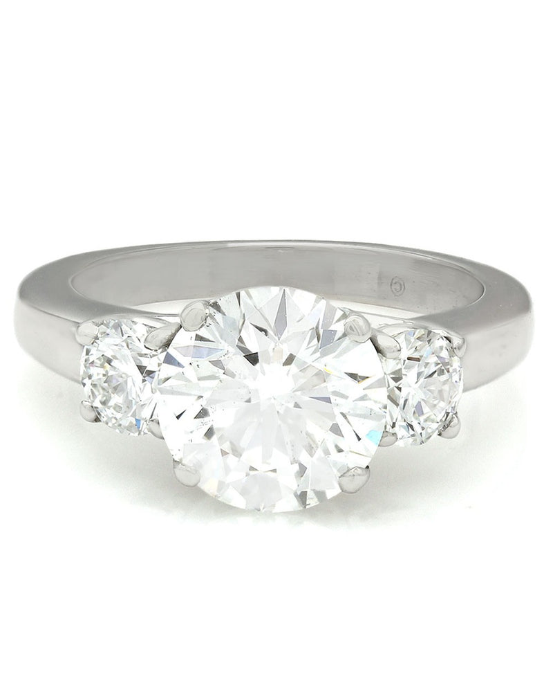 GIA Certified Round Brilliant Cut Diamond Three Stone Ring in Platinum