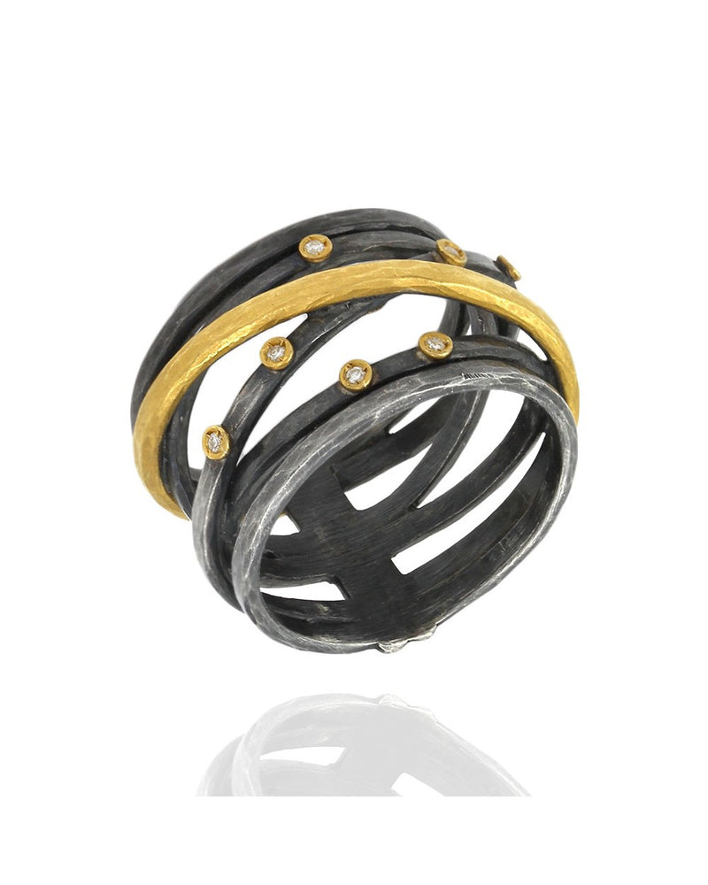 Lika Behar Diamond Ring in Silver and Gold