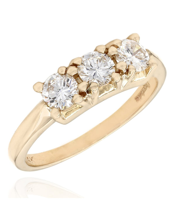 Three Stone Diamond Ring in Gold