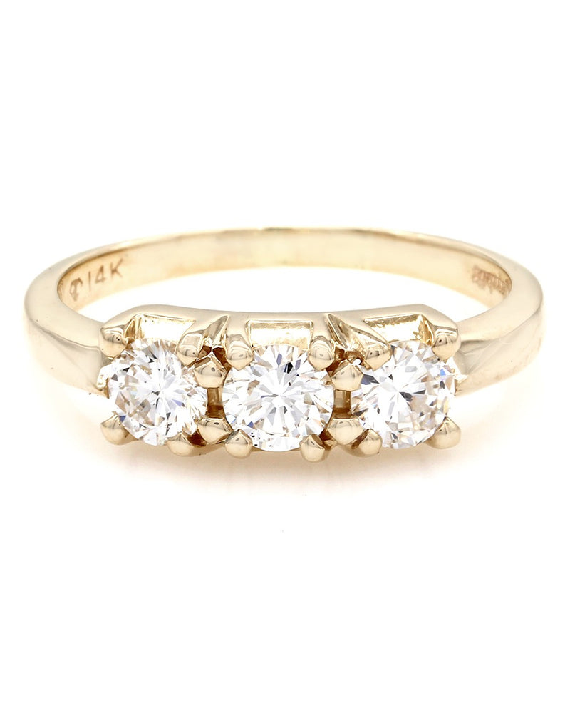 Three Stone Diamond Ring in Gold