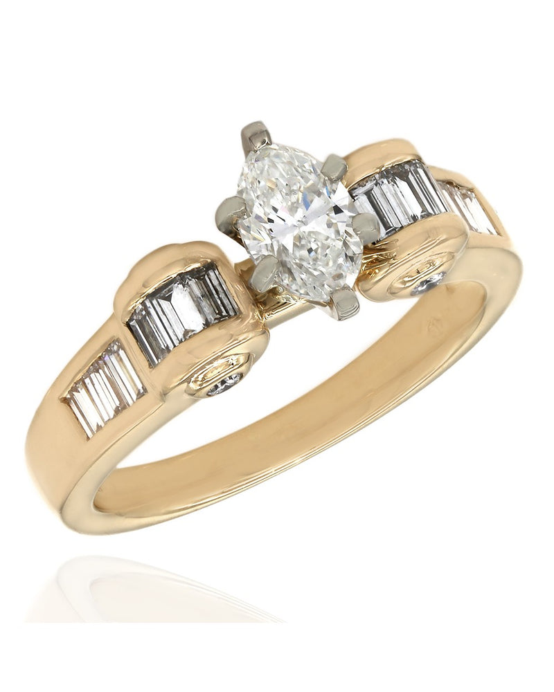 Marquise Diamond Engagement Ring in Gold