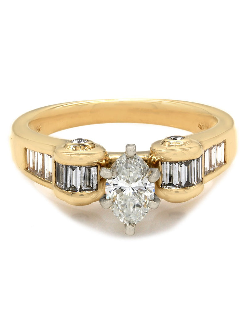 Marquise Diamond Engagement Ring in Gold