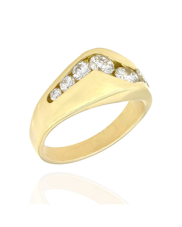 Channel Set Diamond Wave Ring in Gold