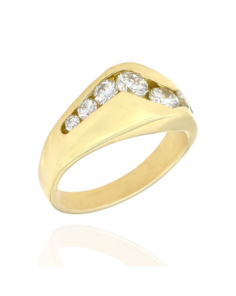 Channel Set Diamond Wave Ring in Gold