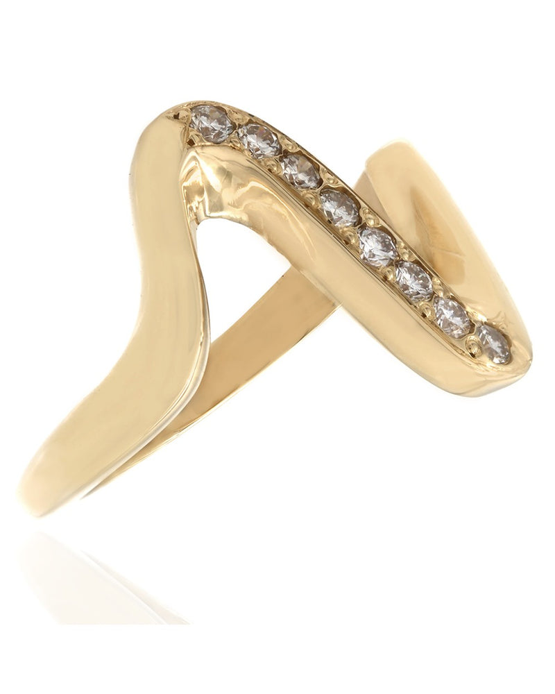 Diamond Zig Zag Ring in Gold