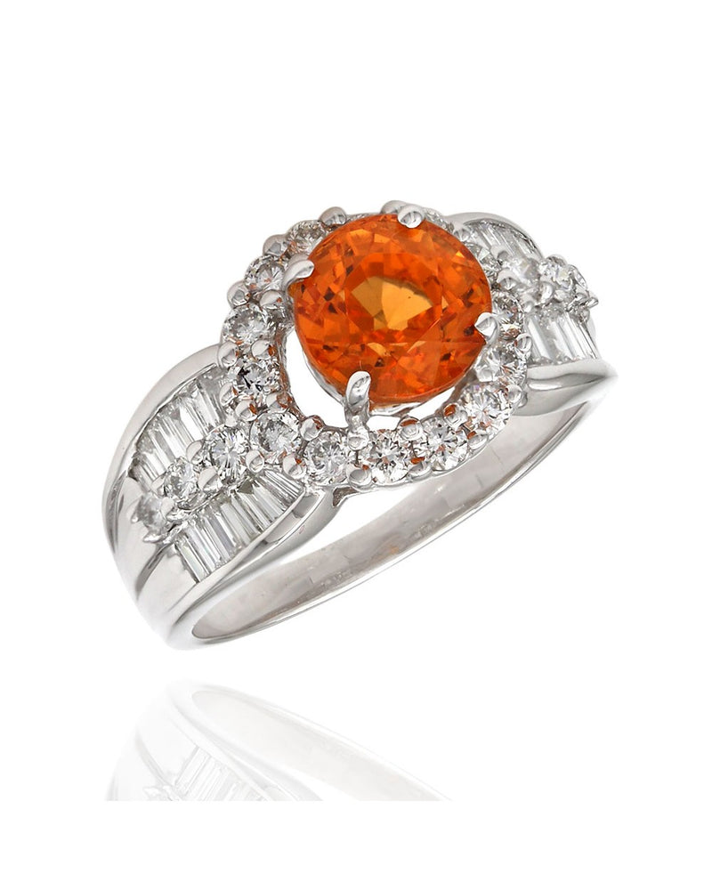 Mandarin Garnet and Diamond Ring in Gold