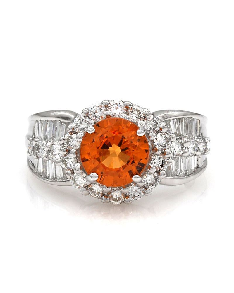 Mandarin Garnet and Diamond Ring in Gold