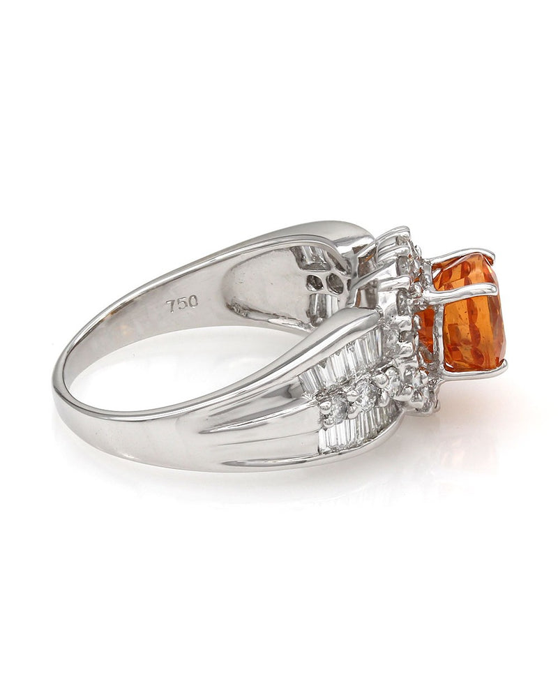 Mandarin Garnet and Diamond Ring in Gold