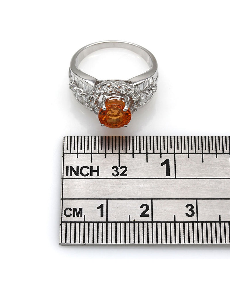 Mandarin Garnet and Diamond Ring in Gold