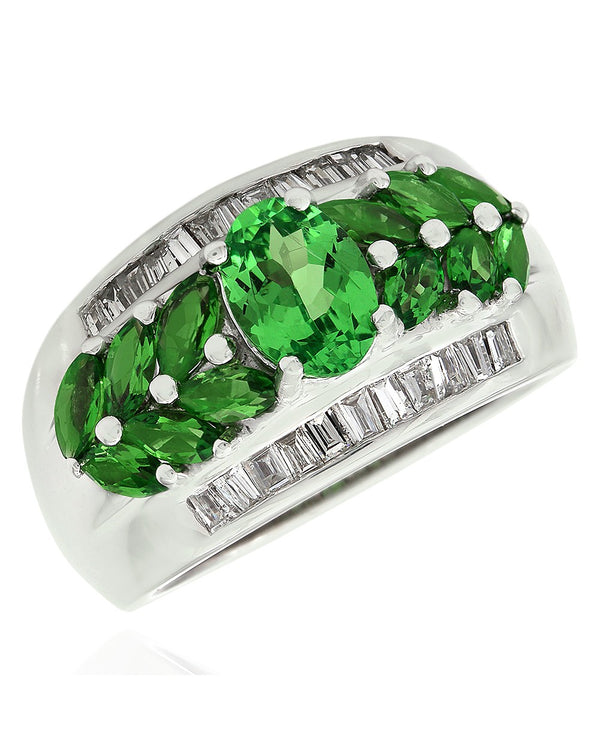 Tsavorite and Diamond Ring in Gold