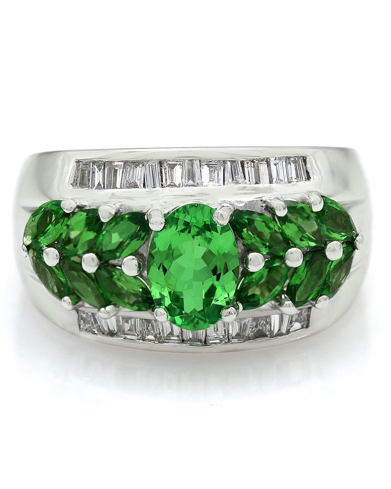 Tsavorite and Diamond Ring in Gold