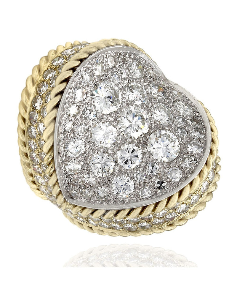 18KY Rope Edged Diamond Concave Ring in Gold