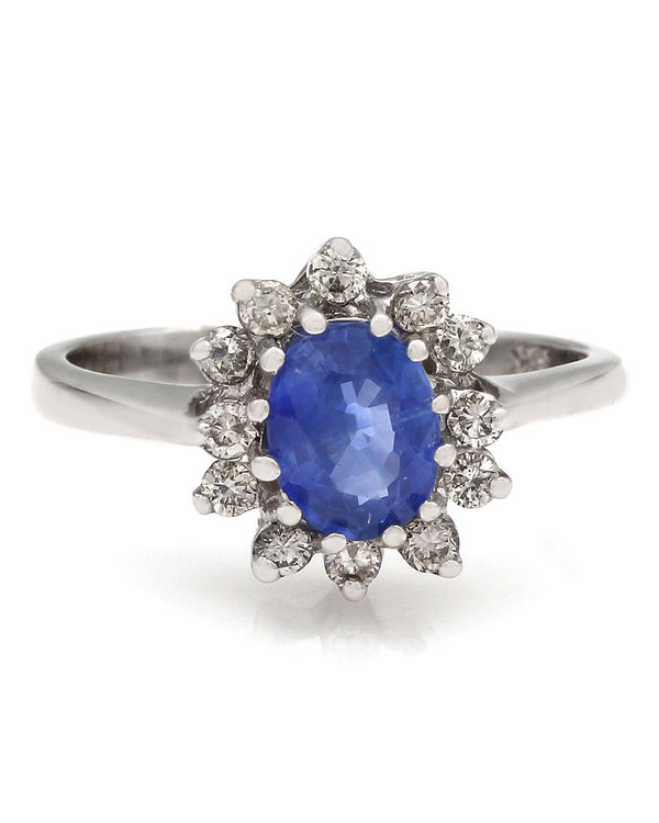 LeVian 18KW Sapphire and Diamond Ring