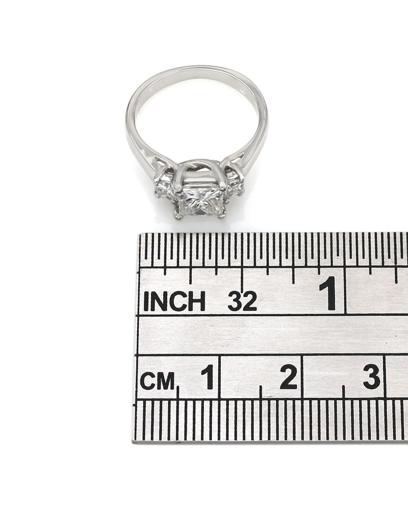 Platinum Princess Cut Three Stone with 1.01ct Center Diamond