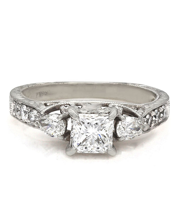 Platinum Multi-shape Diamond Ring with Princess Center Diamond