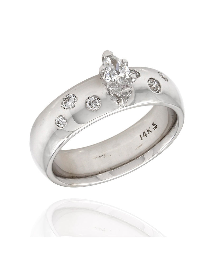 Marquise Diamond Engagement Ring 14KW