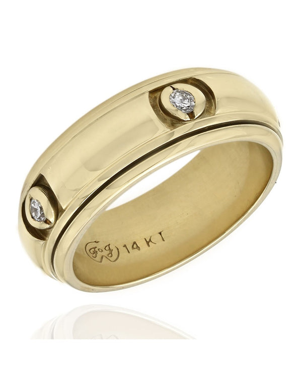 Gentlemans 14KY Diamond Spinning Band Ring