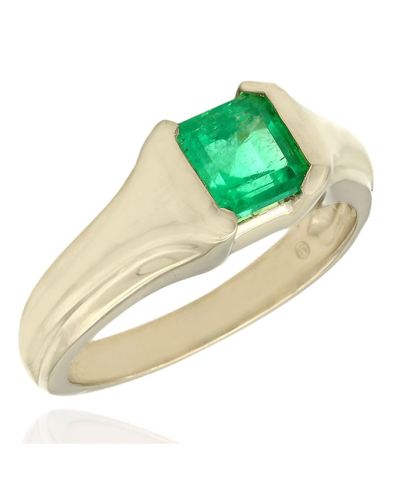 18KY Emerald Solitaire Ring