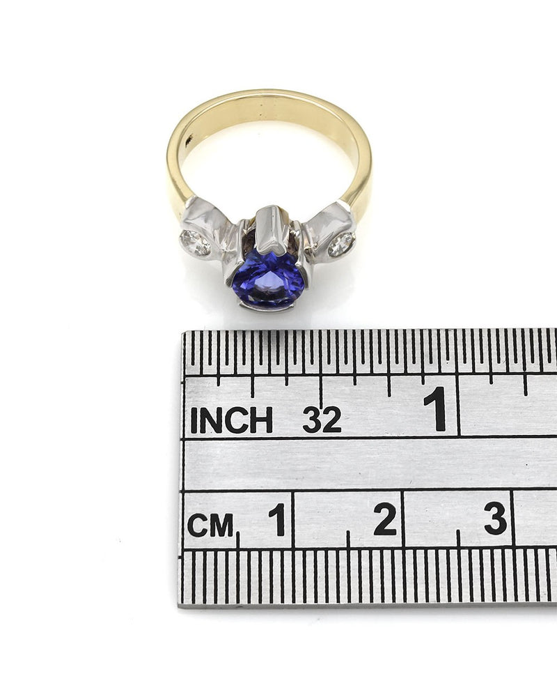 14K Pear Tanzanite and Diamond Ring