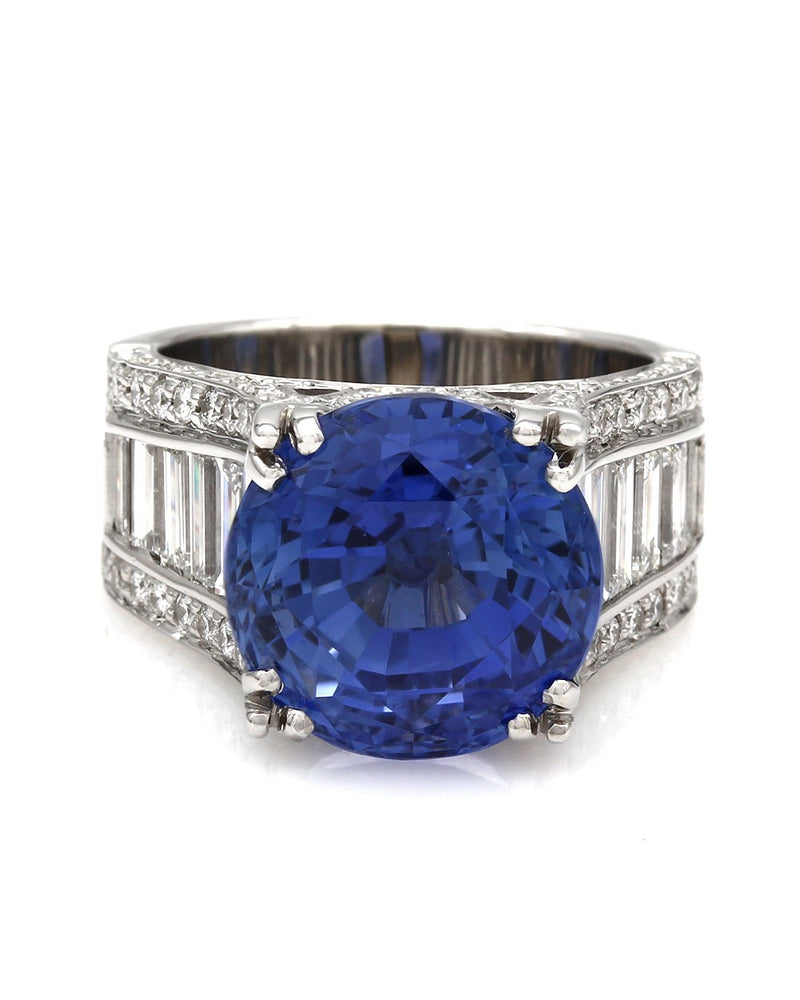 18KW Ceylon Sapphire and Diamond Ring