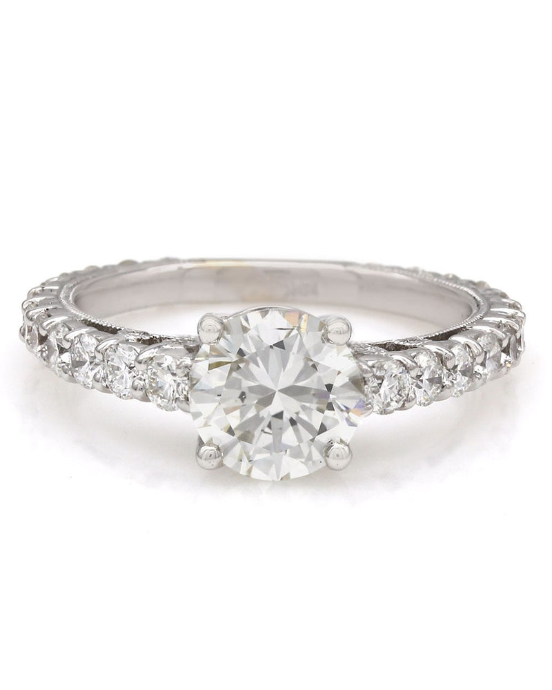 GIA Certified Round Brilliant Cut Diamond Solitaire Engagement Ring in 14KW