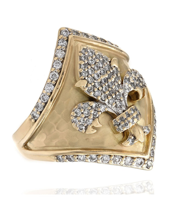 14KY Diamond Pave Fleur de Lis Ring