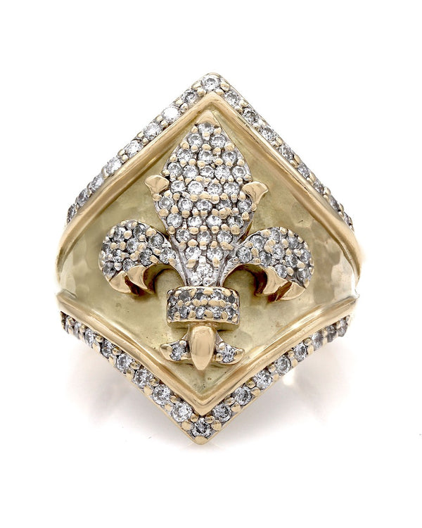 14KY Diamond Pave Fleur de Lis Ring