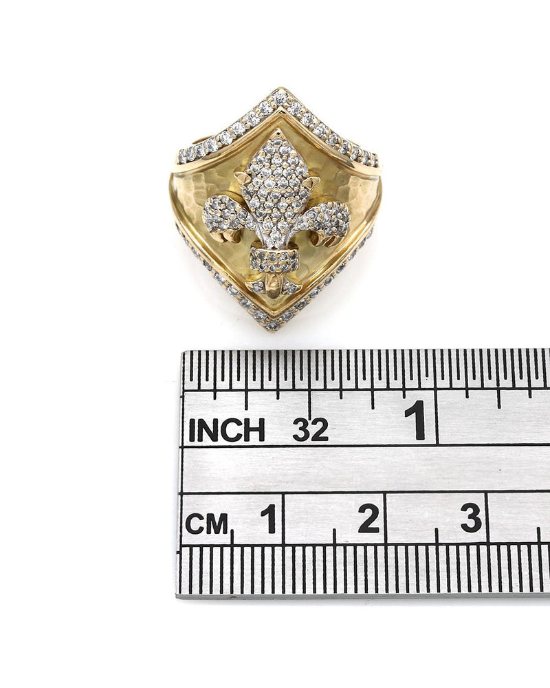 14KY Diamond Pave Fleur de Lis Ring
