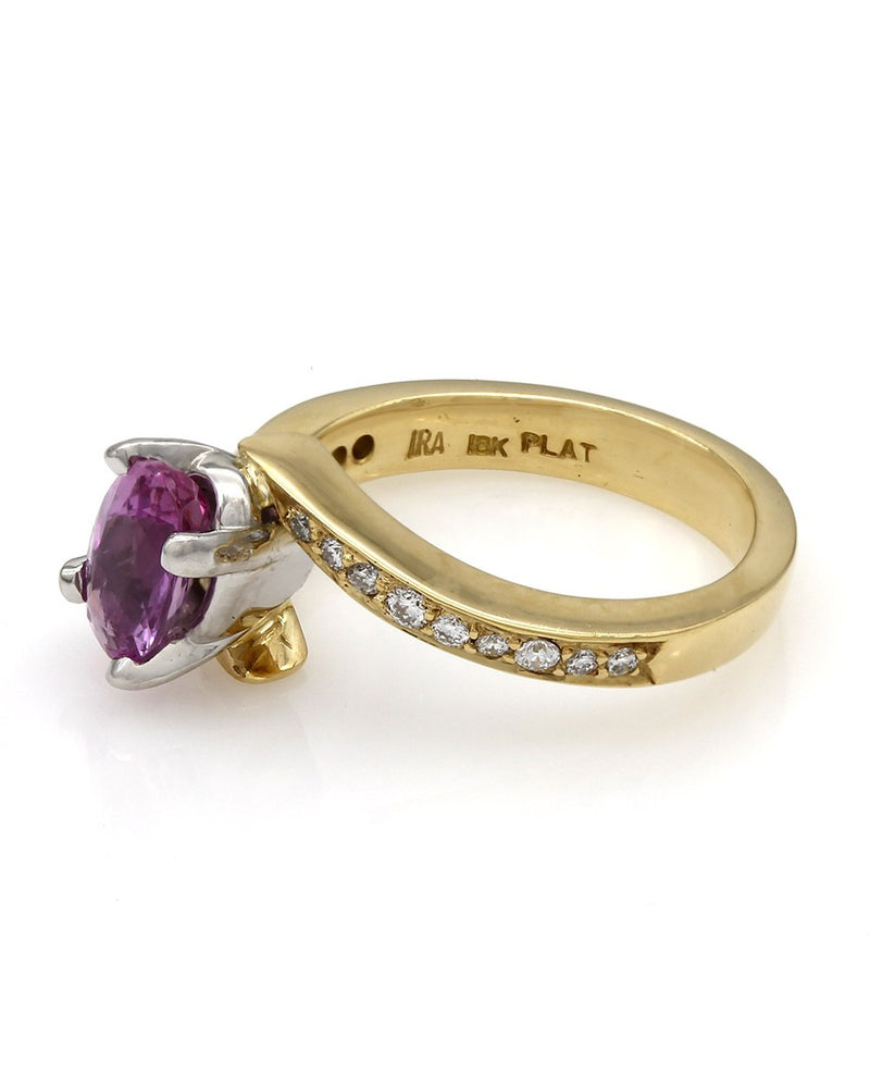 18KY/PLAT Pink Sapphire and Diamond Bypass Ring