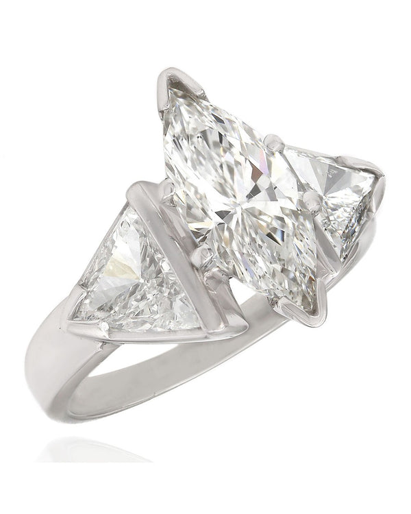 1.50ct Marquise Three Stone with Trillion Side Diamonds in Platinum