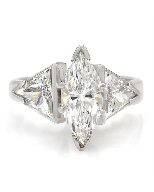 1.50ct Marquise Three Stone with Trillion Side Diamonds in Platinum