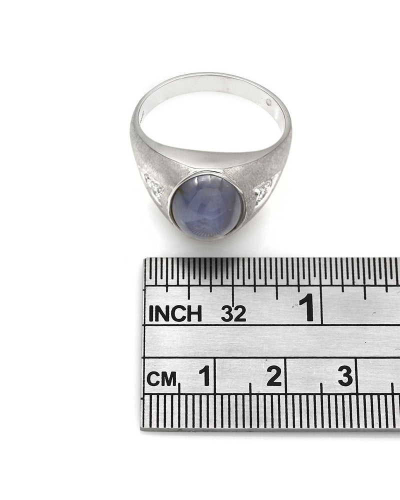 Gentlemans Lavender Star Sapphire Ring with Diamond Accents