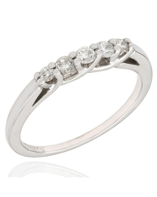Prong Set Five Stone Diamond Band in 14k White Gold