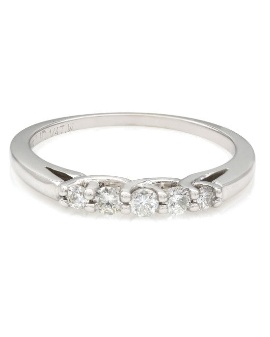 Prong Set Five Stone Diamond Band in 14k White Gold