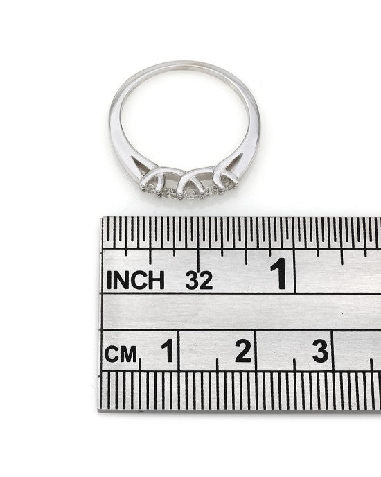 Prong Set Five Stone Diamond Band in 14k White Gold