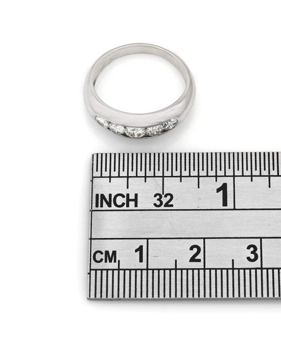 Five Stone Round Diamond Channel Set Band in 14k White Gold