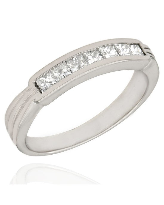 7 Stone Princess Cut Diamond Band in Platinum