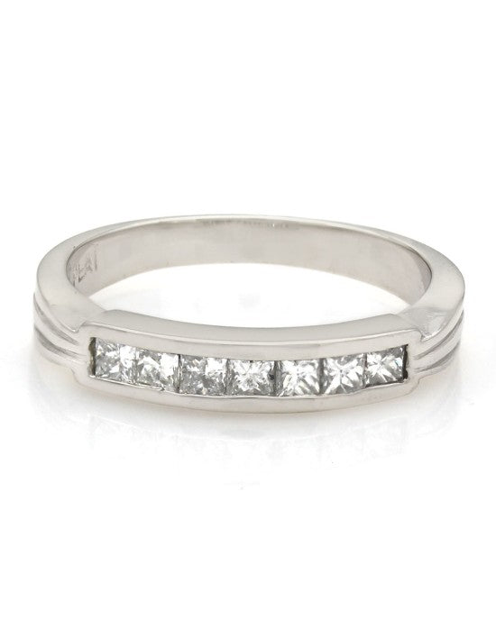 7 Stone Princess Cut Diamond Band in Platinum