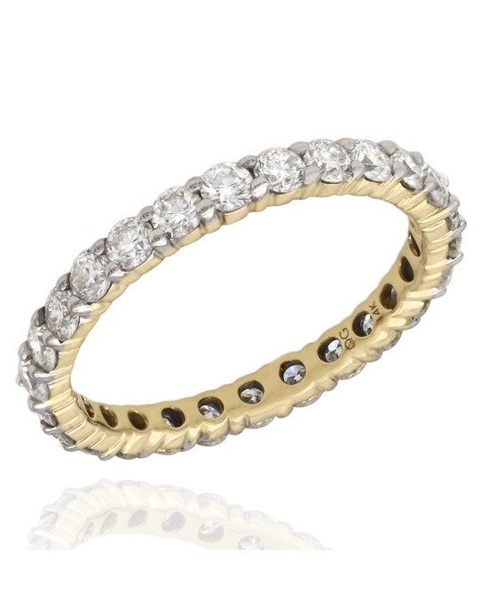 Prong Set Round Diamond Eternity Band in 14k Yellow Gold