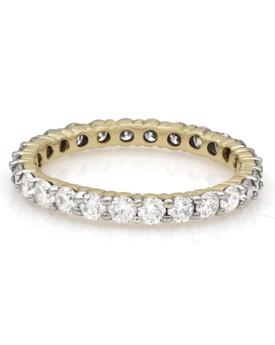 Prong Set Round Diamond Eternity Band in 14k Yellow Gold