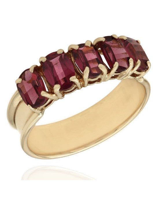 Five Stone Garnet Ring 14KY