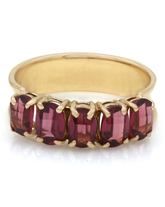 Five Stone Garnet Ring 14KY