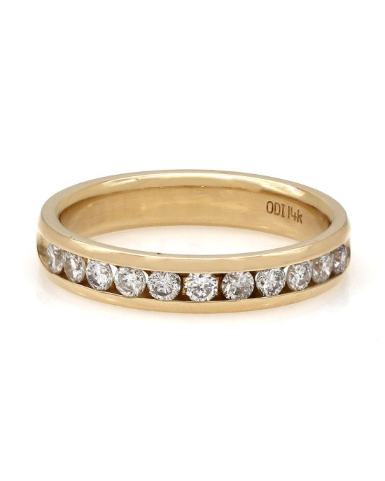 Round Diamond Channel Set Band in 14k Yellow Gold