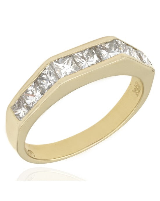 18KY Square Top Princess Diamond Ring